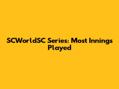 SCWorldSC Series: Most Innings Played