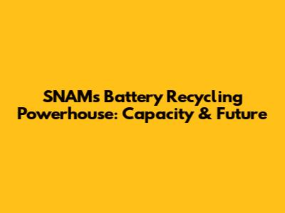SNAM's Battery Recycling Powerhouse: Capacity & Future