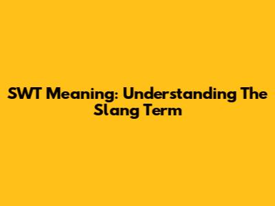 SWT Meaning: Understanding The Slang Term