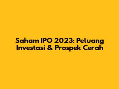 Saham IPO 2023: Peluang Investasi & Prospek Cerah