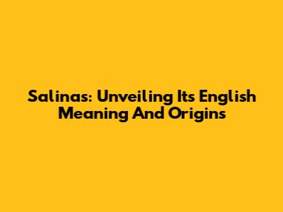 Salinas: Unveiling Its English Meaning And Origins