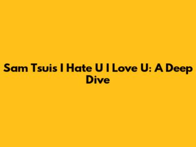 Sam Tsui's "I Hate U I Love U": A Deep Dive