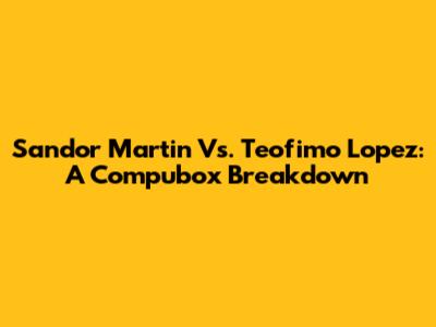 Sandor Martin Vs. Teofimo Lopez: A Compubox Breakdown