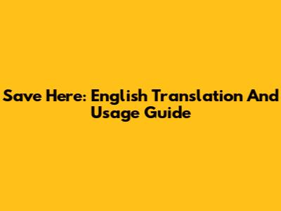 Save Here: English Translation And Usage Guide