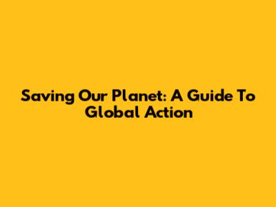 Saving Our Planet: A Guide To Global Action