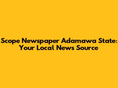 Scope Newspaper Adamawa State: Your Local News Source