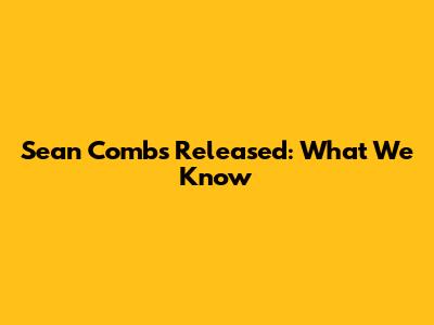 Sean Combs Released: What We Know