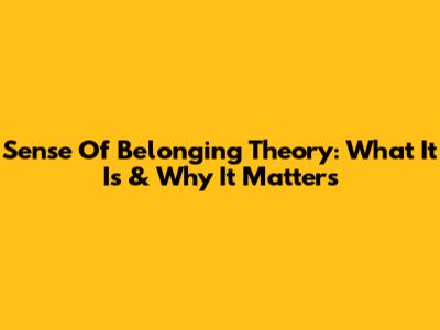 Sense Of Belonging Theory: What It Is & Why It Matters