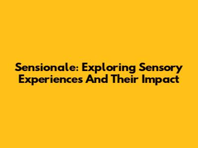 Sensionale: Exploring Sensory Experiences And Their Impact