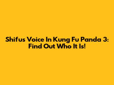 Shifu's Voice In Kung Fu Panda 3: Find Out Who It Is!