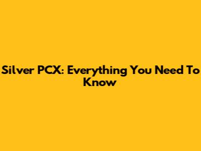 Silver PCX: Everything You Need To Know