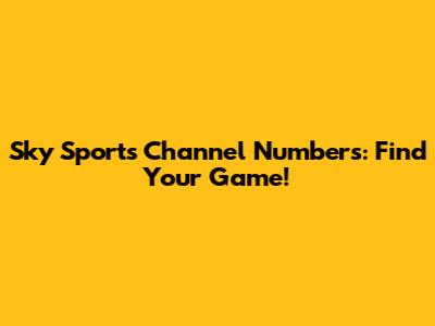 Sky Sports Channel Numbers: Find Your Game!