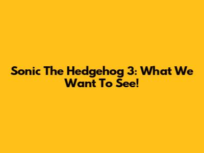 Sonic The Hedgehog 3: What We Want To See!