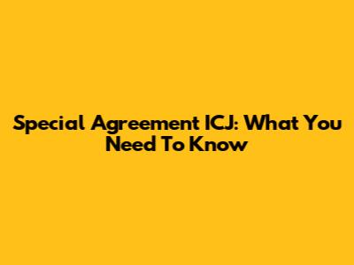 Special Agreement ICJ: What You Need To Know