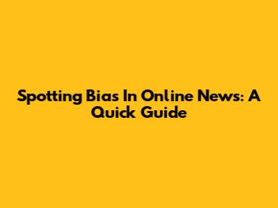 Spotting Bias In Online News: A Quick Guide