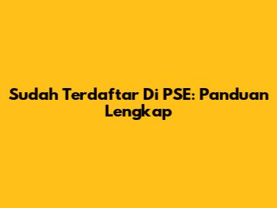 Sudah Terdaftar Di PSE: Panduan Lengkap