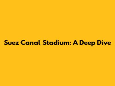 Suez Canal Stadium: A Deep Dive