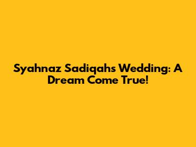 Syahnaz Sadiqah's Wedding: A Dream Come True!