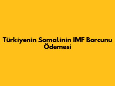 Türkiye'nin Somali'nin IMF Borcunu Ödemesi