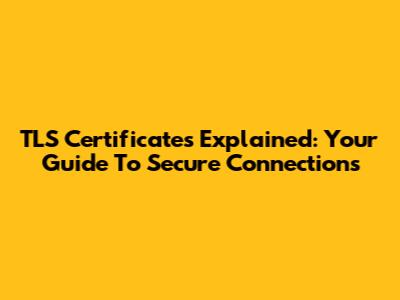 TLS Certificates Explained: Your Guide To Secure Connections