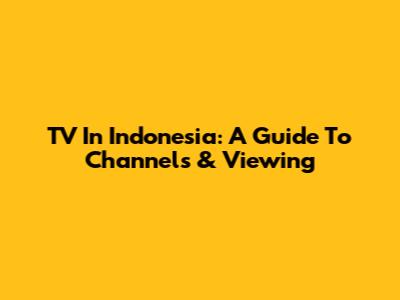 TV In Indonesia: A Guide To Channels & Viewing