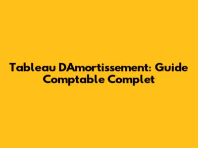 Tableau D'Amortissement: Guide Comptable Complet