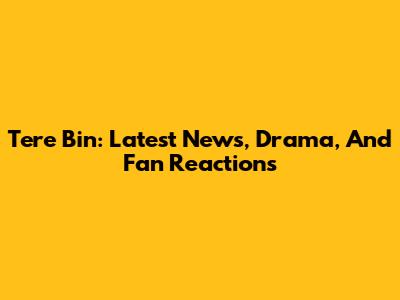 Tere Bin: Latest News, Drama, And Fan Reactions