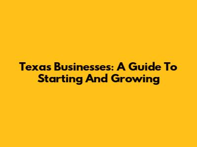 Texas Businesses: A Guide To Starting And Growing