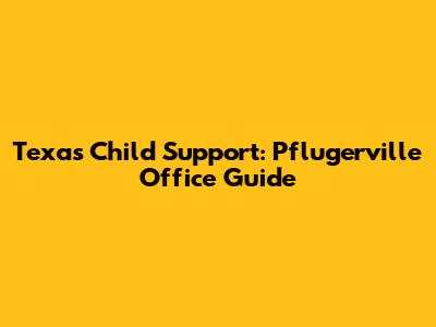 Texas Child Support: Pflugerville Office Guide