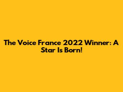 The Voice France 2022 Winner: A Star Is Born!