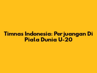 Timnas Indonesia: Perjuangan Di Piala Dunia U-20