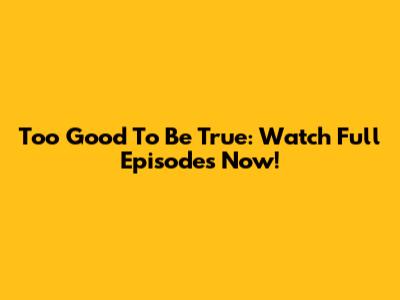 Too Good To Be True: Watch Full Episodes Now!