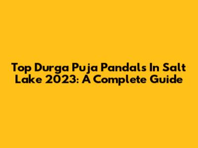 Top Durga Puja Pandals In Salt Lake 2023: A Complete Guide