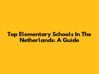 Top Elementary Schools In The Netherlands: A Guide