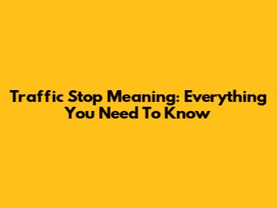 Traffic Stop Meaning: Everything You Need To Know