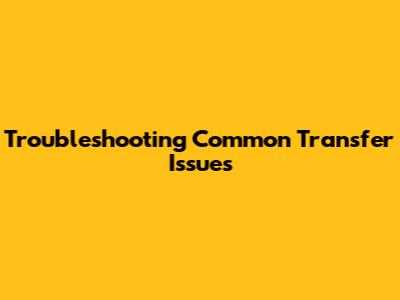 Troubleshooting Common Transfer Issues