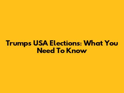 Trump's USA Elections: What You Need To Know