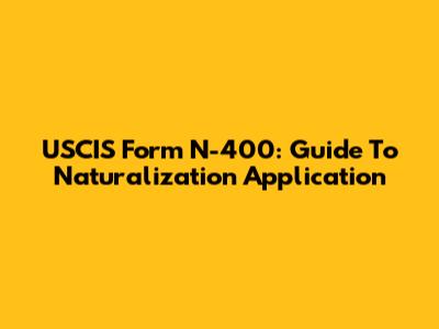 USCIS Form N-400: Guide To Naturalization Application
