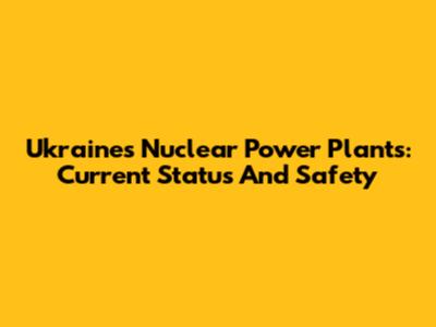 Ukraine's Nuclear Power Plants: Current Status And Safety