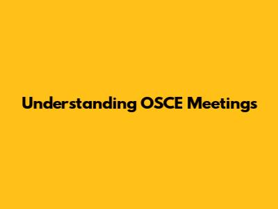 Understanding OSCE Meetings