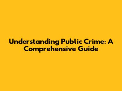 Understanding Public Crime: A Comprehensive Guide