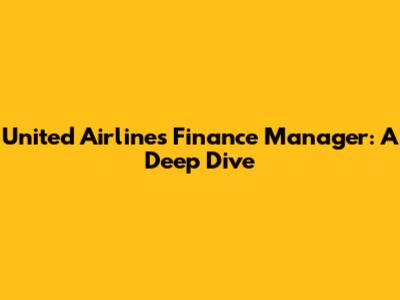 United Airlines' Finance Manager: A Deep Dive