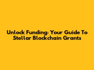 Unlock Funding: Your Guide To Stellar Blockchain Grants