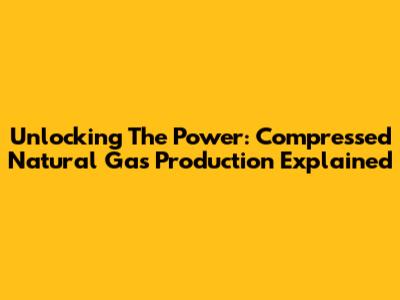Unlocking The Power: Compressed Natural Gas Production Explained