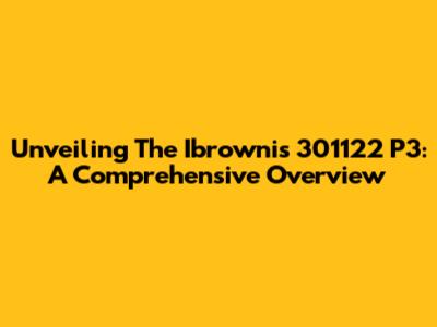 Unveiling The Ibrownis 301122 P3: A Comprehensive Overview