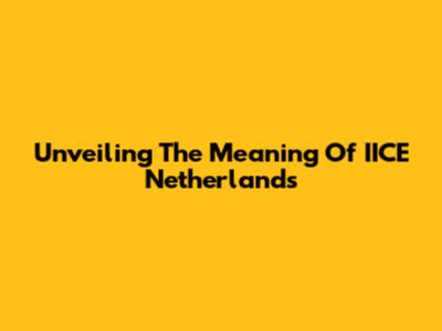 Unveiling The Meaning Of IICE Netherlands