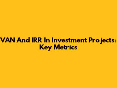 VAN And IRR In Investment Projects: Key Metrics