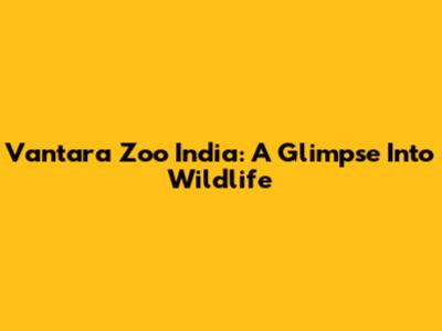 Vantara Zoo India: A Glimpse Into Wildlife