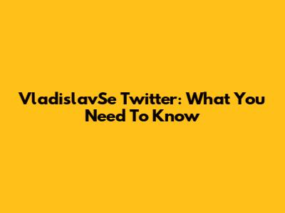 VladislavSe Twitter: What You Need To Know