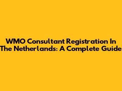 WMO Consultant Registration In The Netherlands: A Complete Guide